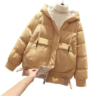 Down jacket women Winter Down Padded Coats Girls Top Hooded Autumn Coats Clothing Short Cotton Padded Jackets