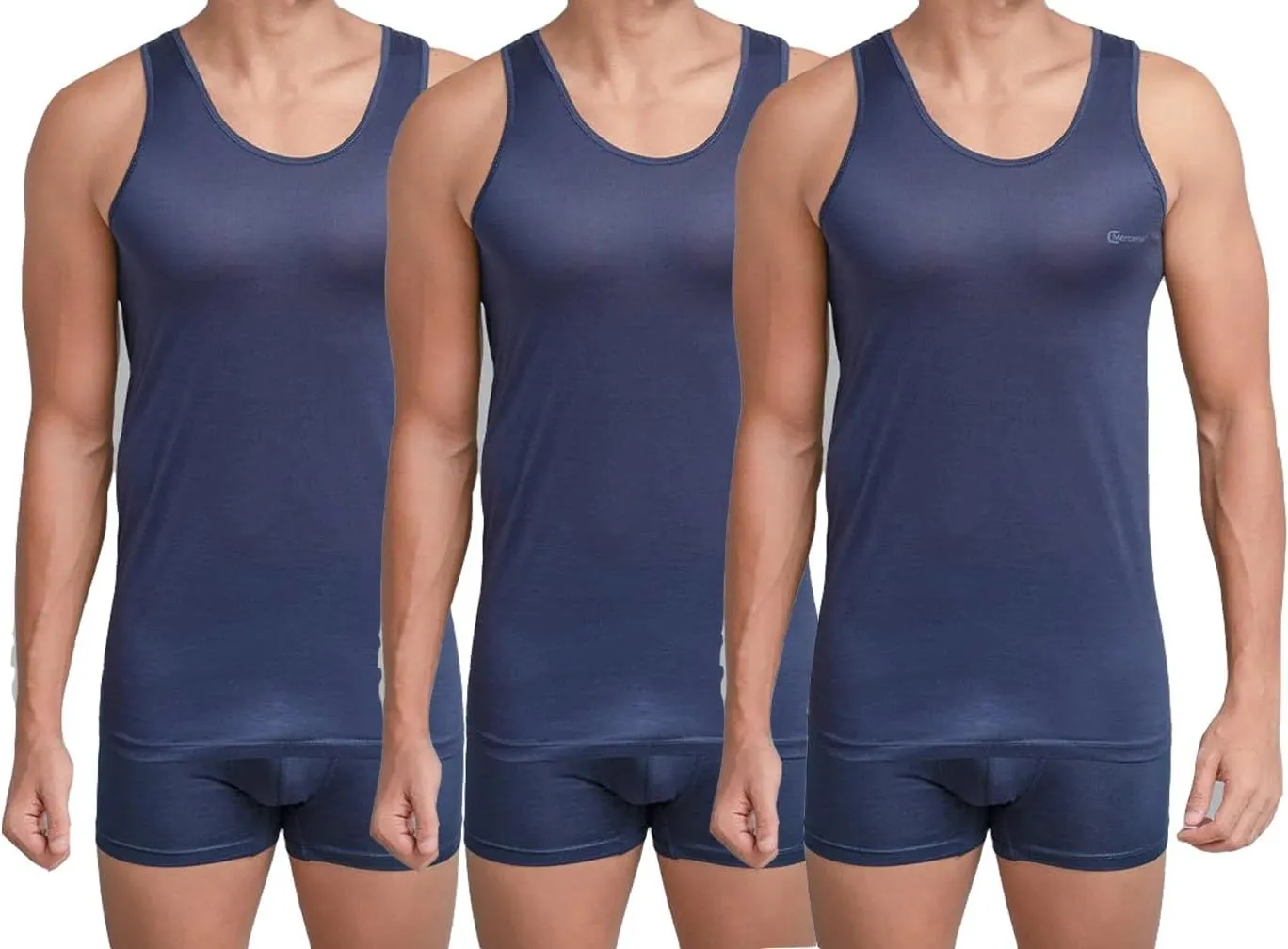 Egyptian Cotton MERCERIS Men's Tank Undershirts - Men's Sleeveless Tank Top - Men's 100% Cotton Tank Undershirts (Pack of 3)