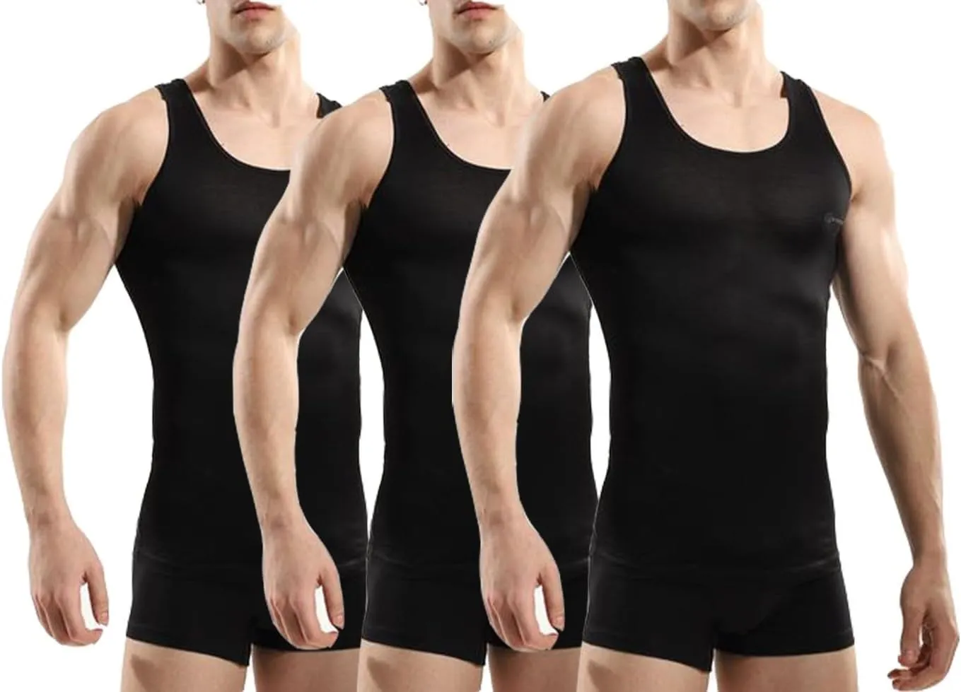 Egyptian Cotton MERCERIS Men's Tank Undershirts - Men's Sleeveless Tank Top - Men's 100% Cotton Tank Undershirts (Pack of 3)