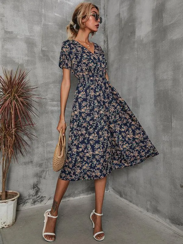 Elegant Floral V-Neck Summer Dress for Effortless Style