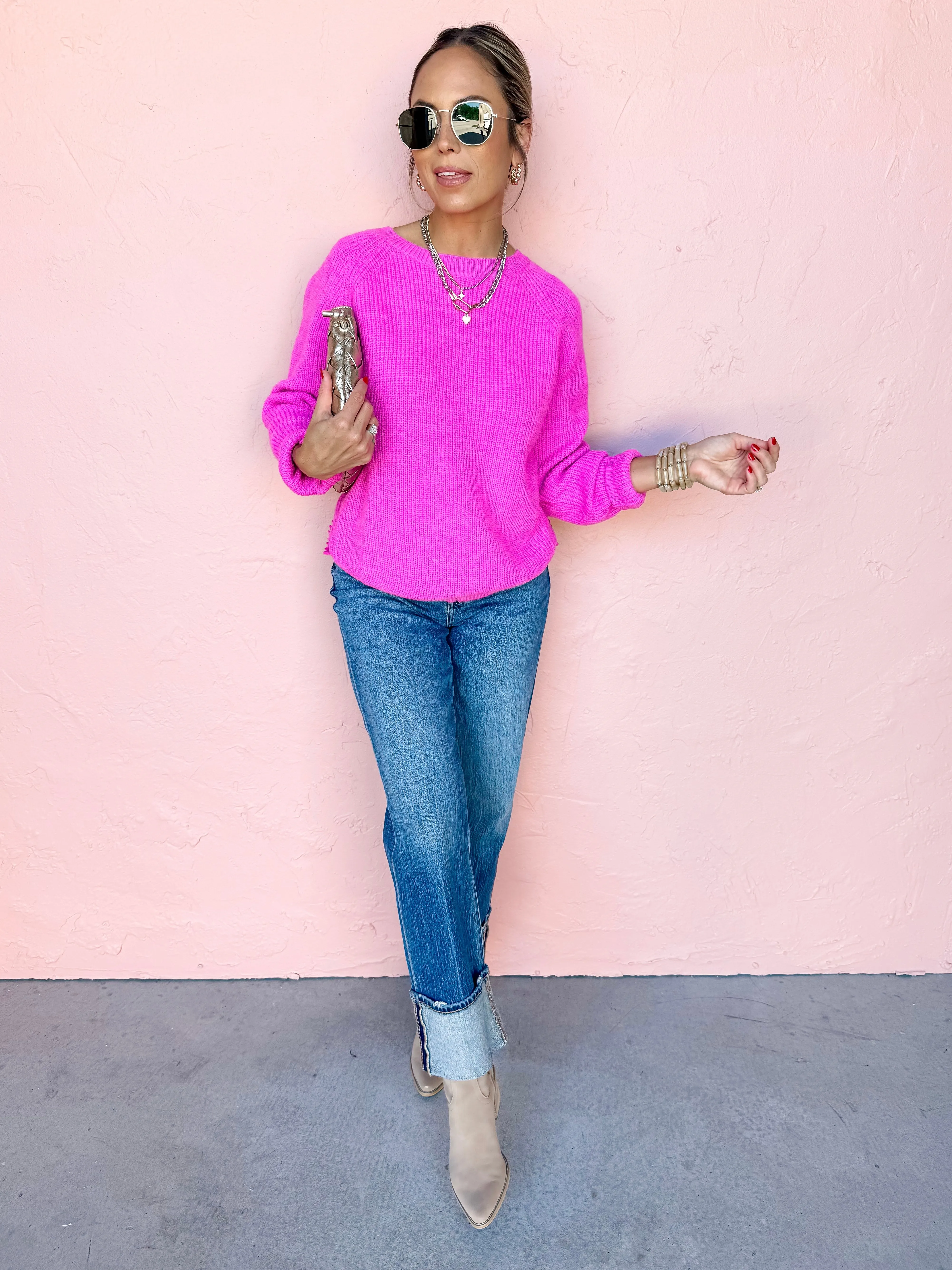 For A Moment Crochet Cross Back Sweater