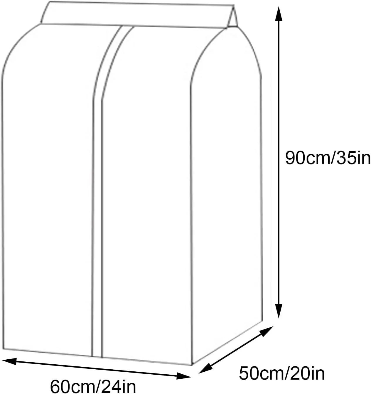 Garment BagClothes Cover for HangingTransparent Zippered Hanging Pocket for Suits, Coats, Sweaters, Shirts(60x50x90cm x20x35in)