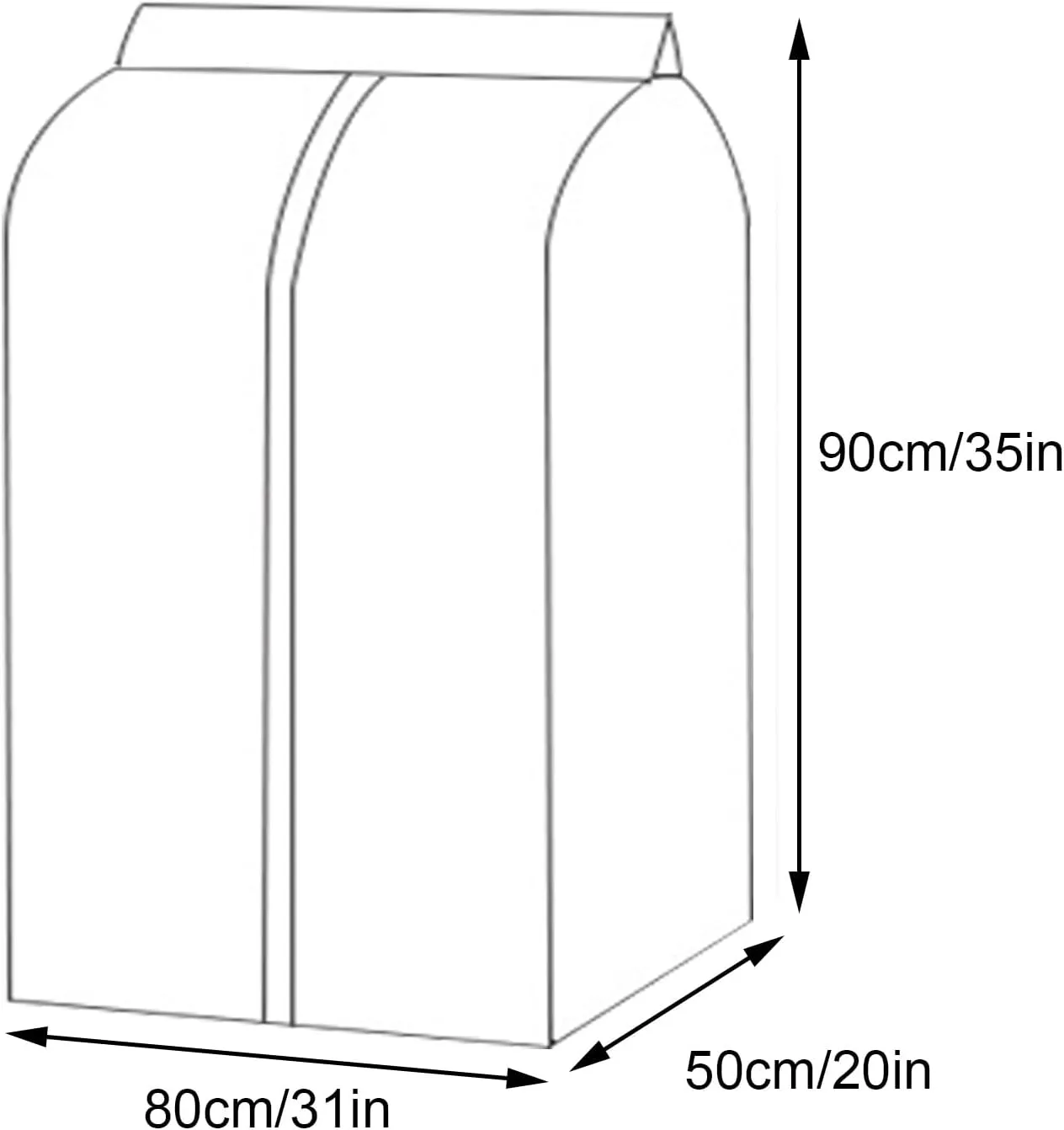 Garment BagClothes Cover for HangingTransparent Zippered Hanging Pocket for Suits, Coats, Sweaters, Shirts(80x50x90cm x20x35in)