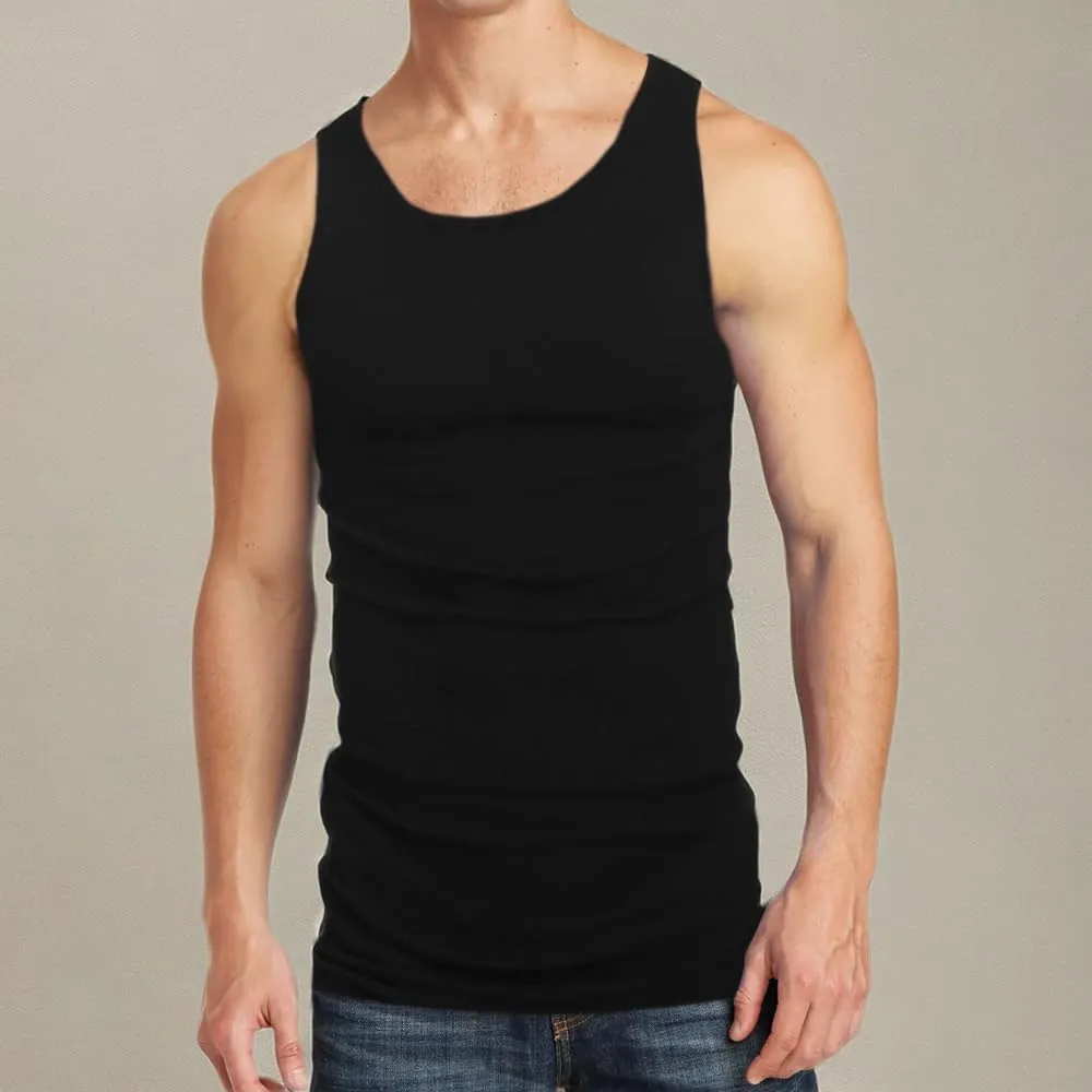 Glory Max 4-6 Pack Men 100% Cotton Ribbed Plain Tank Tops Wife Beater A-Shirts Undershirts