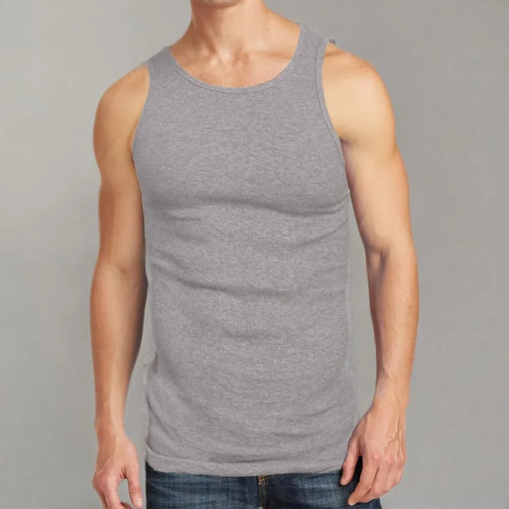 Glory Max 4-6 Pack Men 100% Cotton Ribbed Plain Tank Tops Wife Beater A-Shirts Undershirts