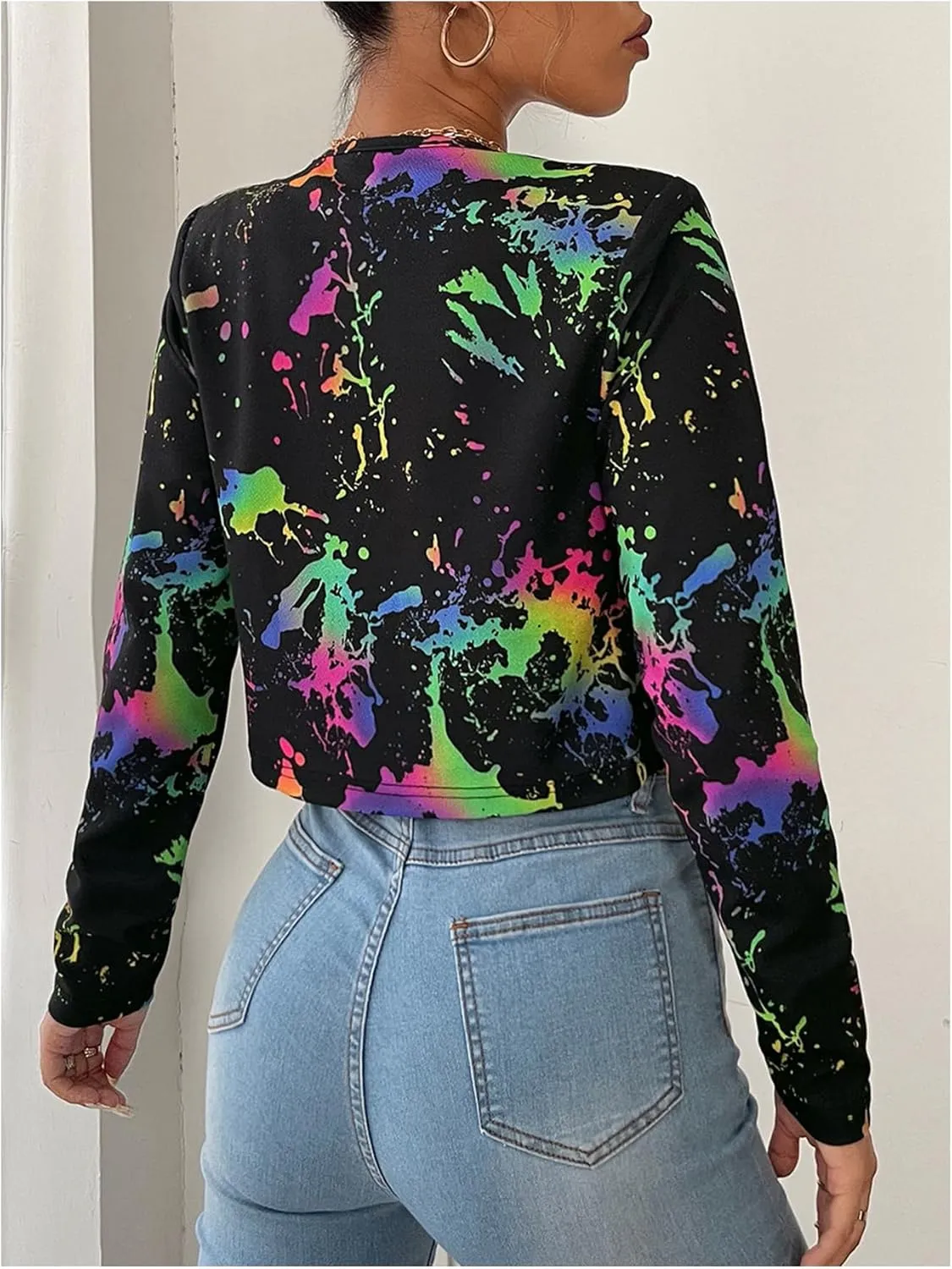 GORGLITTER Women's Open Front Cropped Blazers Long Sleeve Business Casual Lightweight Bolero Jacket