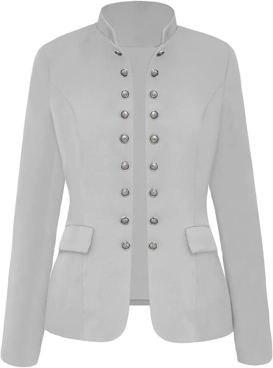 GRAPENT Women's Business Casual Buttons Pockets Open Front Blazer Suit Cardigan
