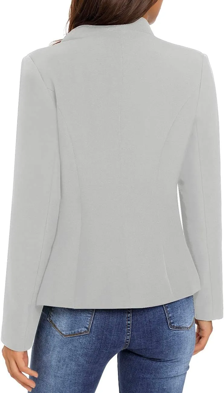 GRAPENT Women's Business Casual Buttons Pockets Open Front Blazer Suit Cardigan