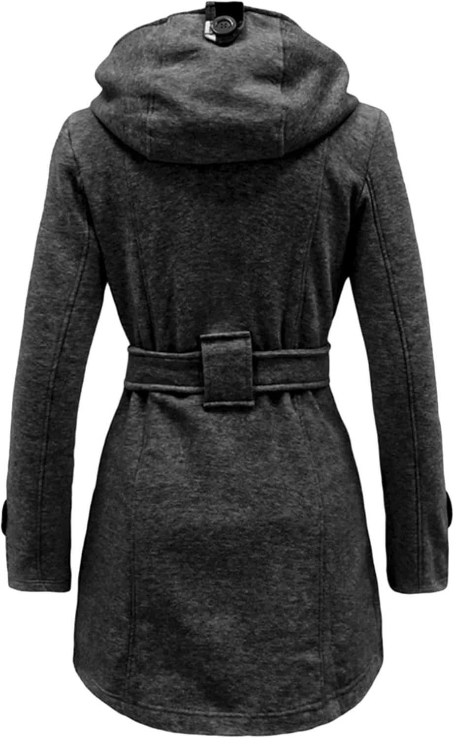 GRASWE Women's Winter Double Breasted Plaid Pea Coat Mid Long Outwear Coat with Hood