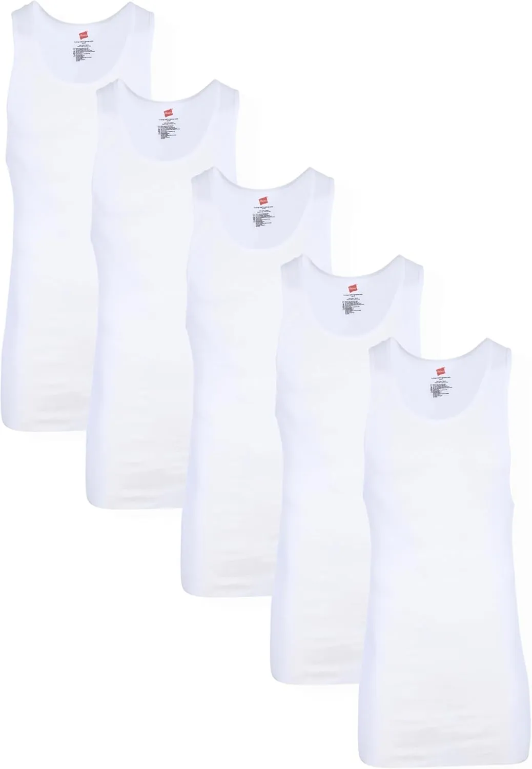 Hanes Mens Tall 100% Cotton Ribbed Tank Tagless Undershirts, Multipack