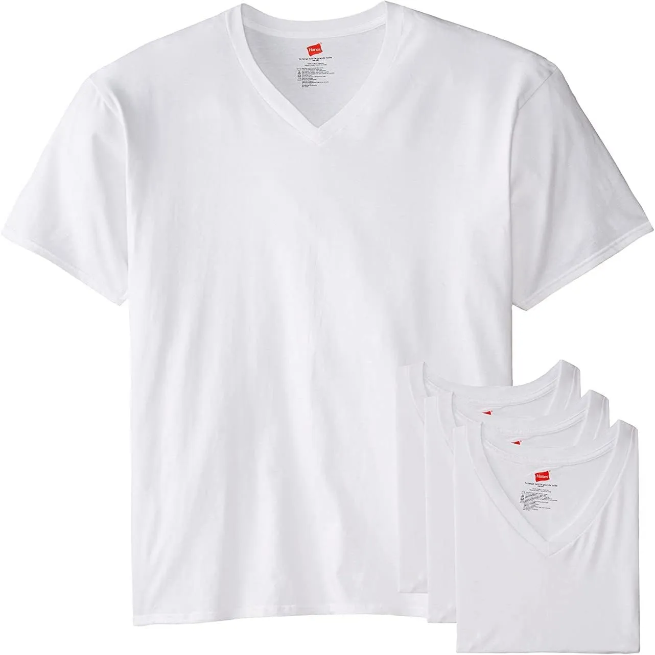 Hanes Mens Tall Cotton V-Neck Tagless Undershirts, Multipack