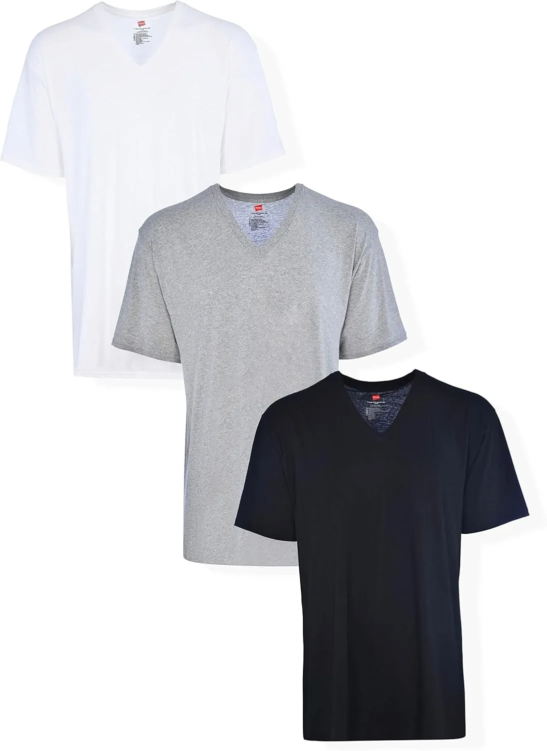 Hanes Mens Tall Cotton V-Neck Tagless Undershirts, Multipack
