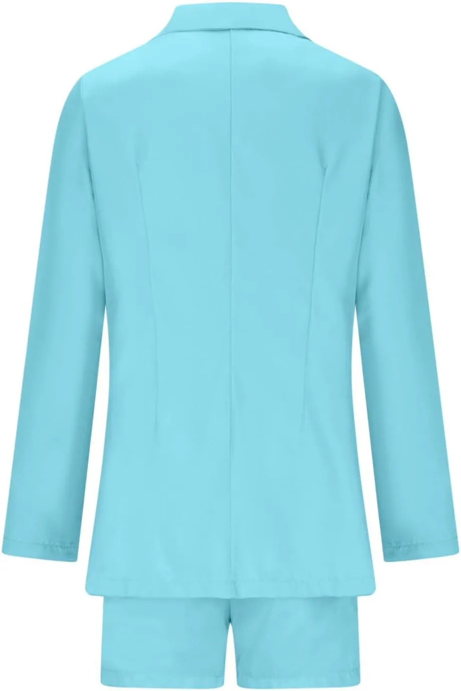 hlysgo 2 Piece Outfits for Women Long Sleeve Solid Open Front Blazer Shorts with Belt Business Casual Elegant Suit Sets
