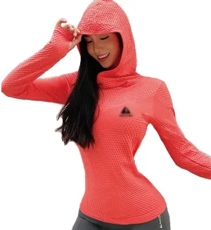 HSQMA Women Workout Yoga Gym Tops,Pullover Running Athletic Wear Slim Fit Long Sleeve Yoga Top,Quick Dry Breathable Gym Shirts (Color : Orange, Size : L/)