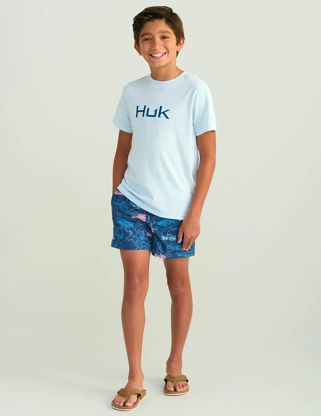 HUK Boys' Pursuit Volley Pattern, Quick-Dry Shorts for Kids