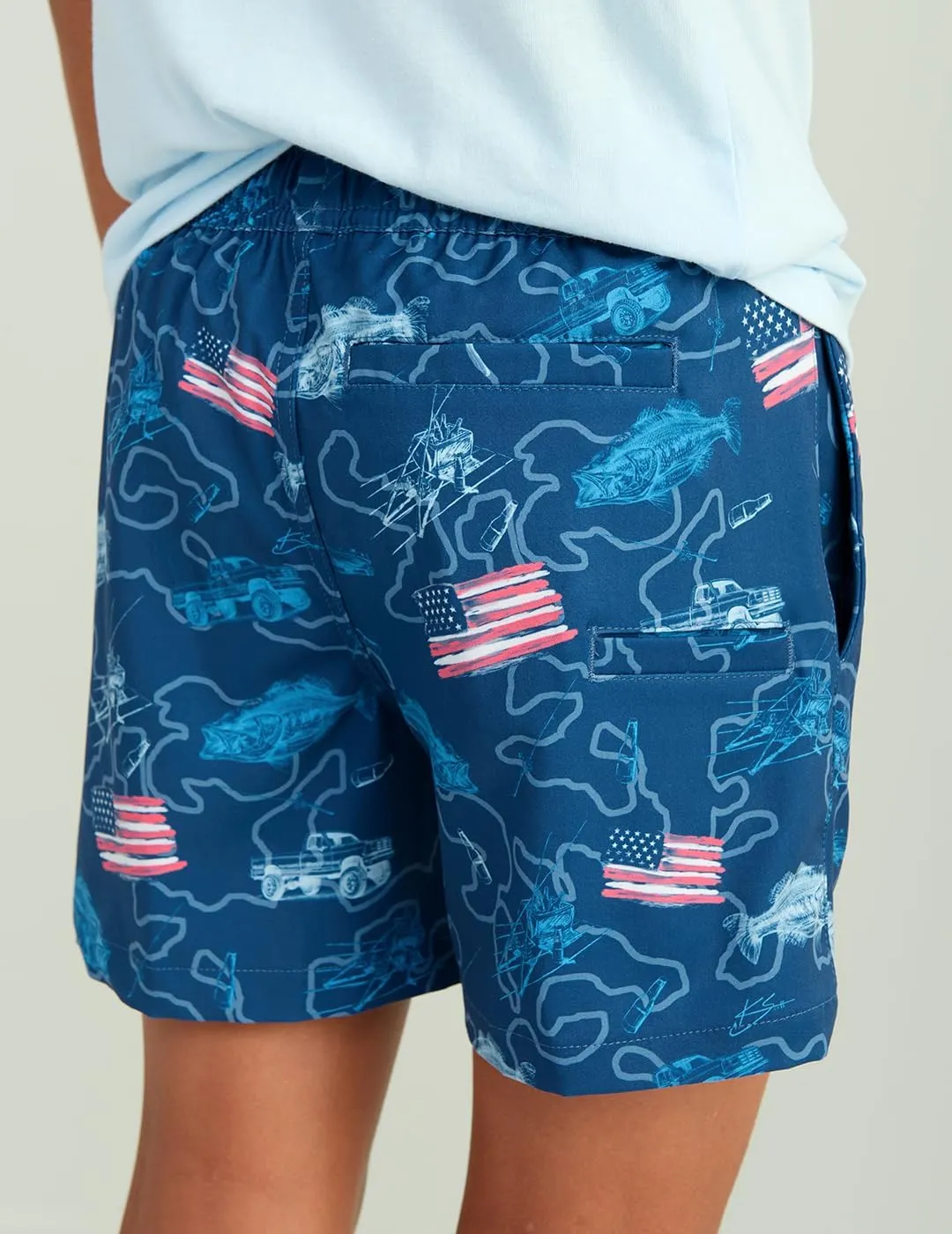 HUK Boys' Pursuit Volley Pattern, Quick-Dry Shorts for Kids