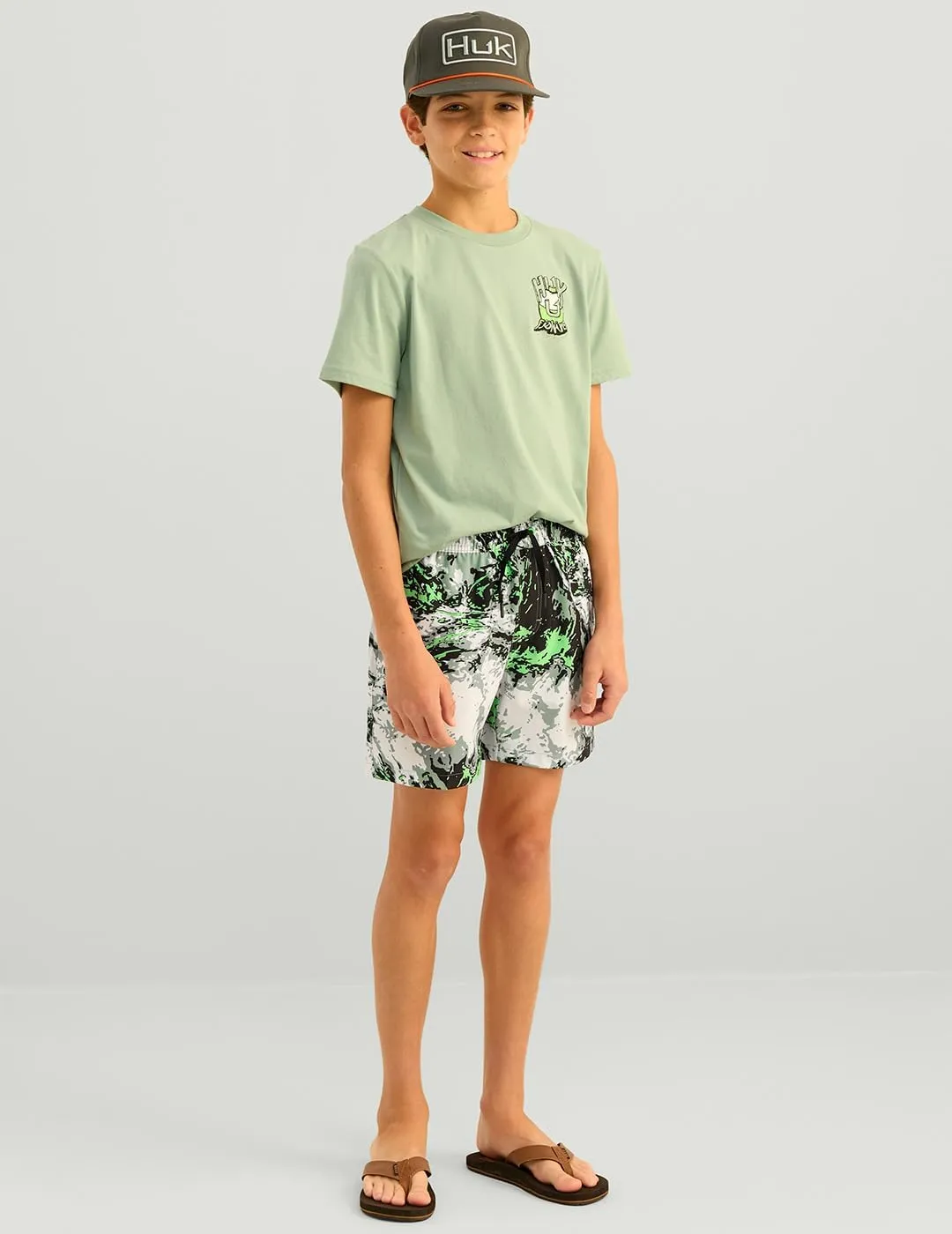 HUK Boys' Pursuit Volley Pattern, Quick-Dry Shorts for Kids