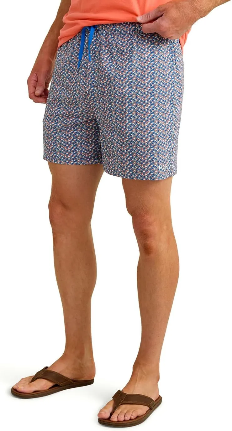 HUK Men's Pursuit Volley Pattern, Quick-Dry Swim Shorts