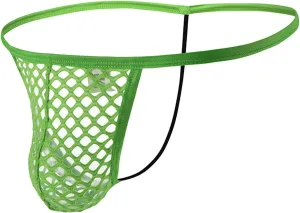 JEsilunmaMY Mens Hollow Out G-String Thongs Low Rise Fishnet Bulge Pouch Bikini Brief Transparent Mesh T-Back Underwear