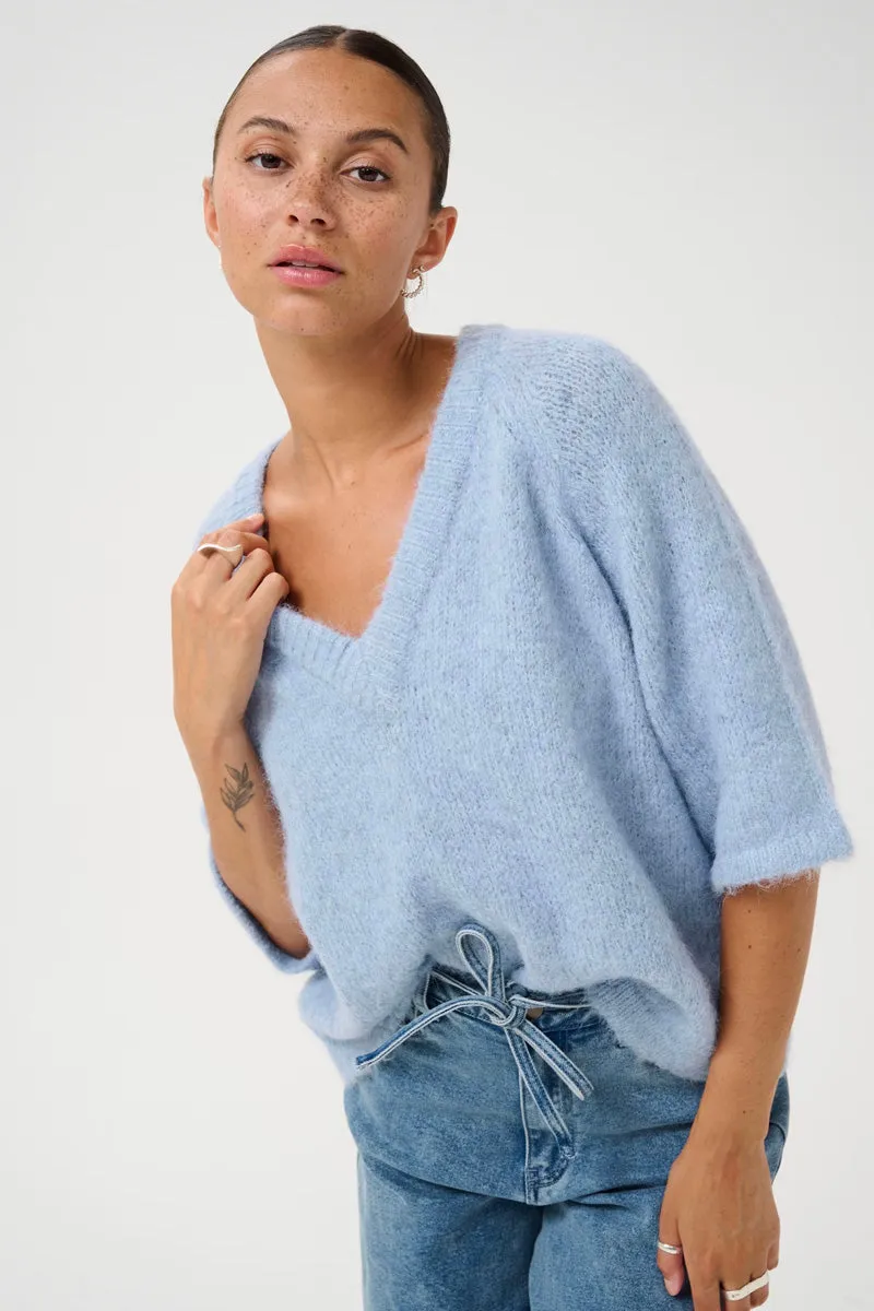 KAFFE KAemilie V-Neck Pullover Soft Chambray
