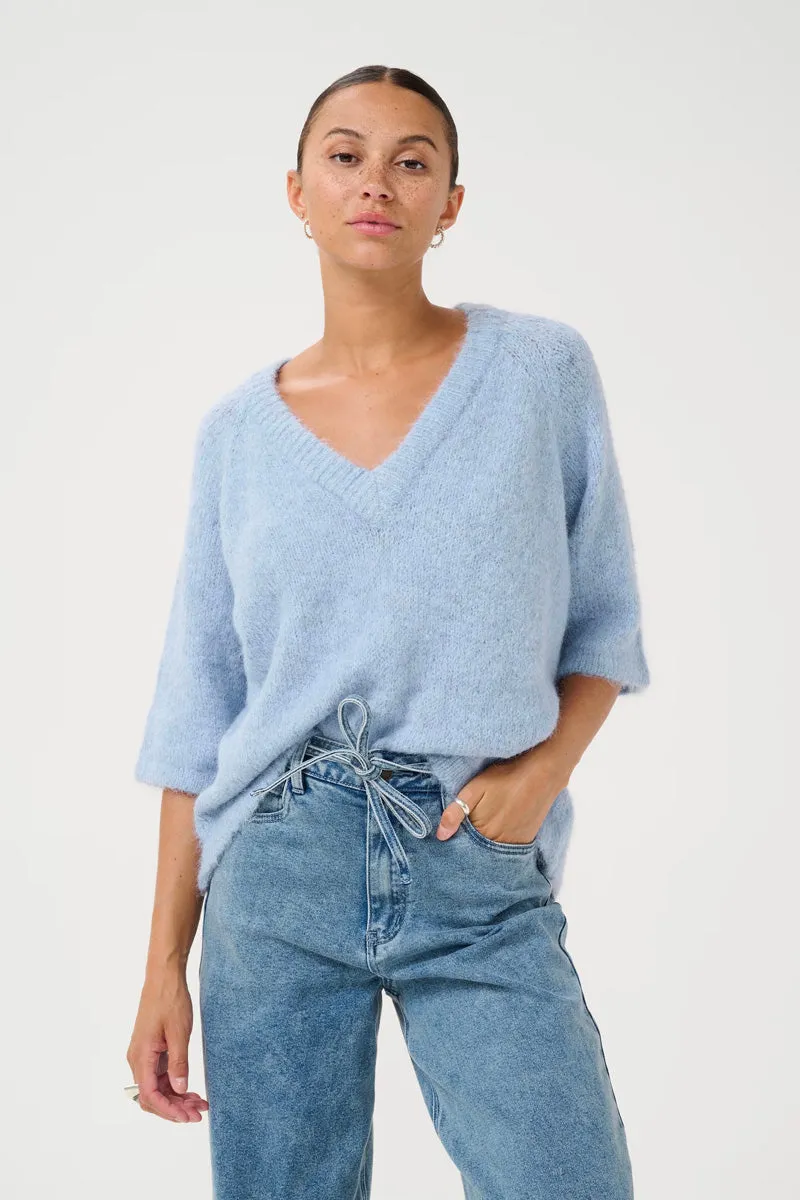 KAFFE KAemilie V-Neck Pullover Soft Chambray