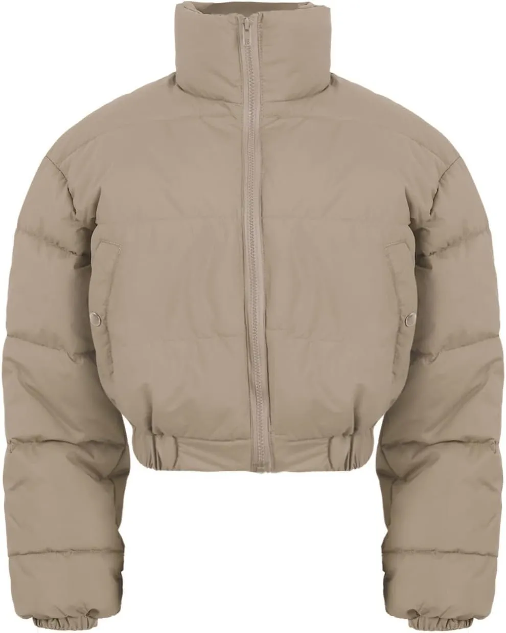 Kissonic Women's Cropped Puffer Jacket Quilted Coat Baggy Puffer Short Down Outerwear with Pockets