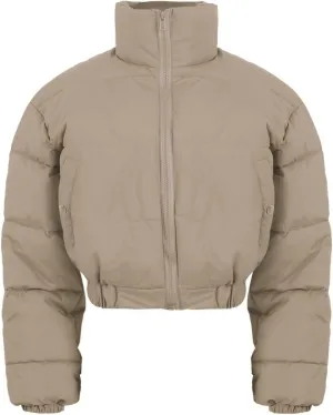 Kissonic Women's Cropped Puffer Jacket Quilted Coat Baggy Puffer Short Down Outerwear with Pockets