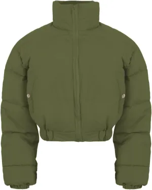 Kissonic Women's Cropped Puffer Jacket Quilted Coat Baggy Puffer Short Down Outerwear with Pockets