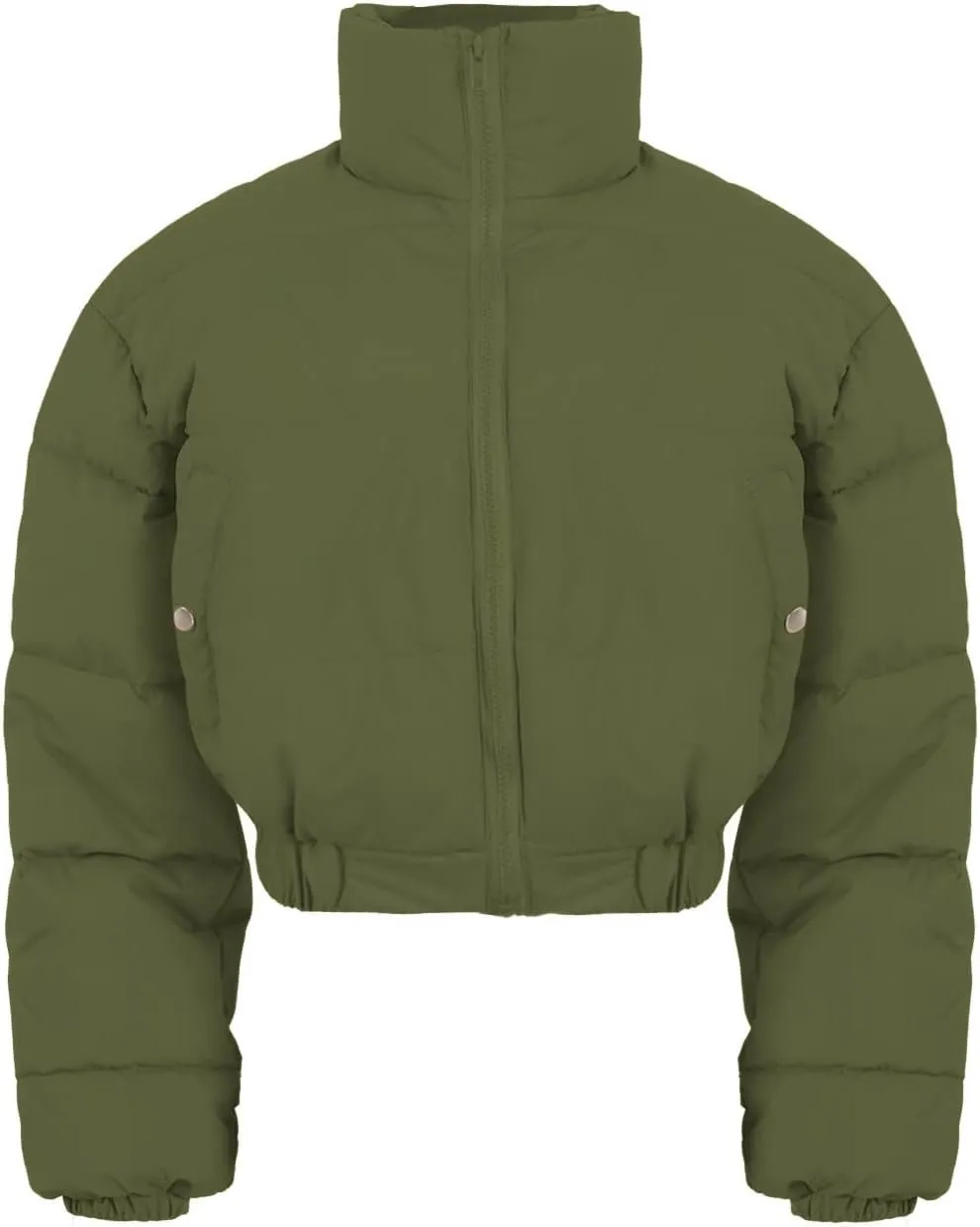 Kissonic Women's Cropped Puffer Jacket Quilted Coat Baggy Puffer Short Down Outerwear with Pockets