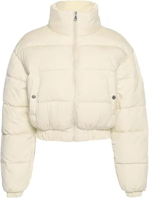 Kissonic Women's Cropped Puffer Jacket Quilted Coat Baggy Puffer Short Down Outerwear with Pockets