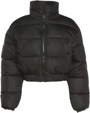 Kissonic Women's Cropped Puffer Jacket Quilted Coat Baggy Puffer Short Down Outerwear with Pockets