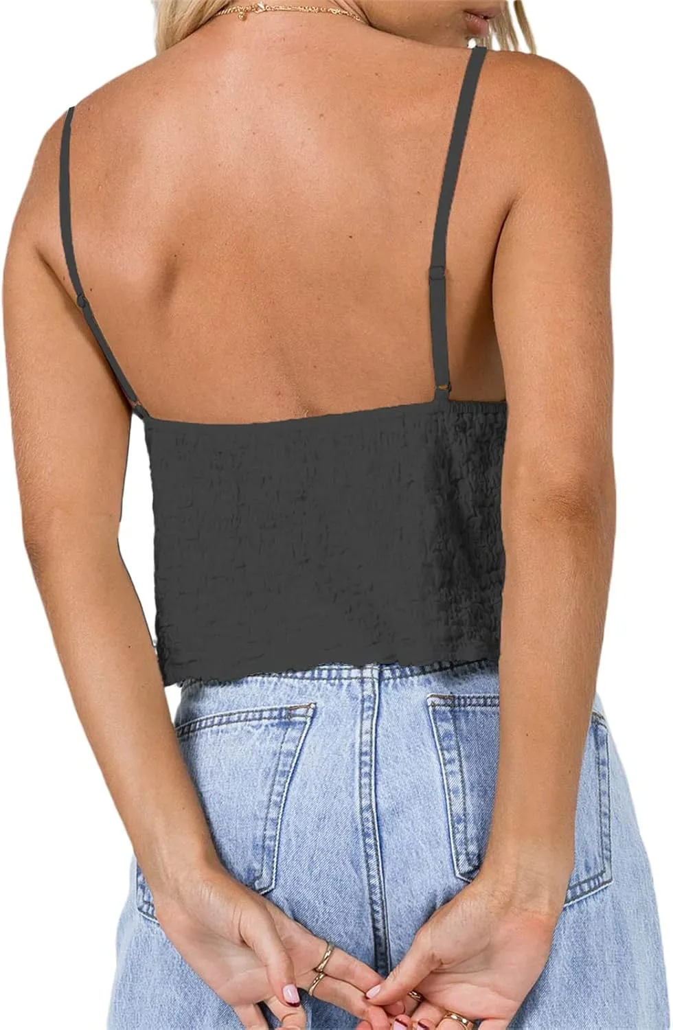 Lace Babydoll Cami Top for Women Sexy Spaghetti Straps Camisoles Empire Waist Semi Sheer Flowy Bodice Tank Tops