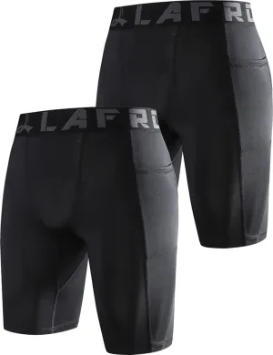 LAFROI Men's Quick Dry Cool Compression Fit Tights Shorts Waistband-YSK09