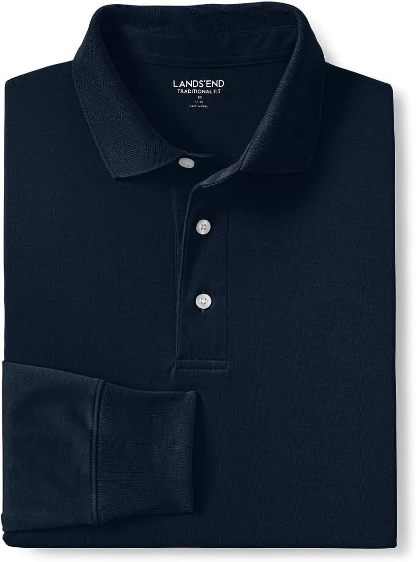 Lands' End Men's Long Sleeve American-Grown Supima Cotton Polo Shirt