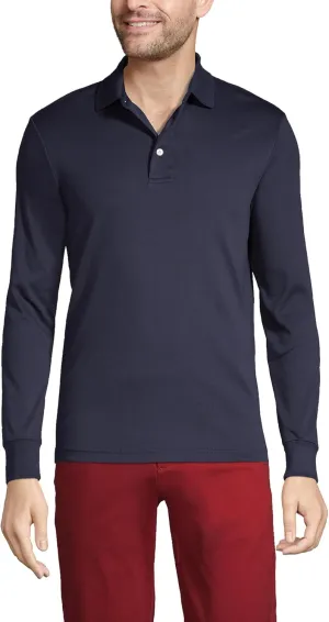 Lands' End Men's Long Sleeve American-Grown Supima Cotton Polo Shirt