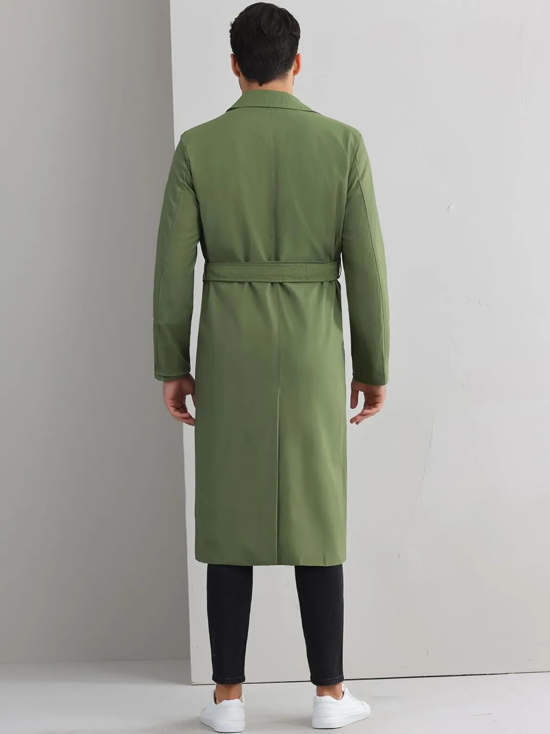 Lars Amadeus Double Breasted Trench Coat for Men's Winter Long Coat with Belt