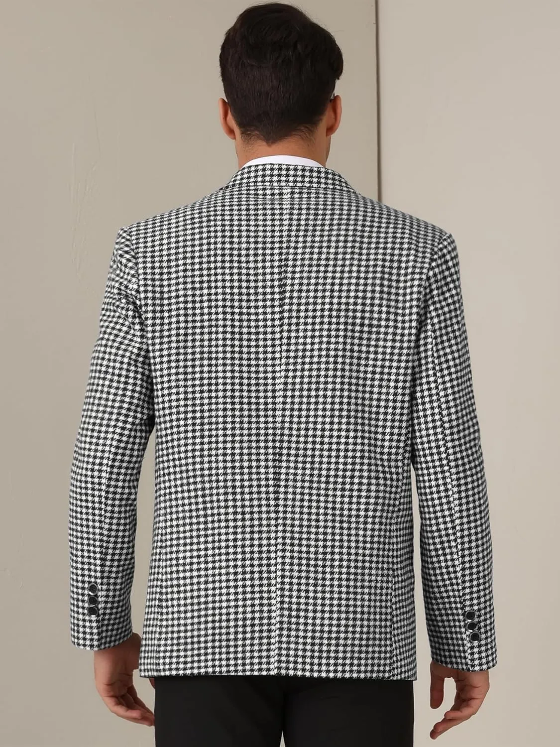Lars Amadeus Houndstooth Blazer for Men's Classic Fit Business Two Button Plaid Sports Coat
