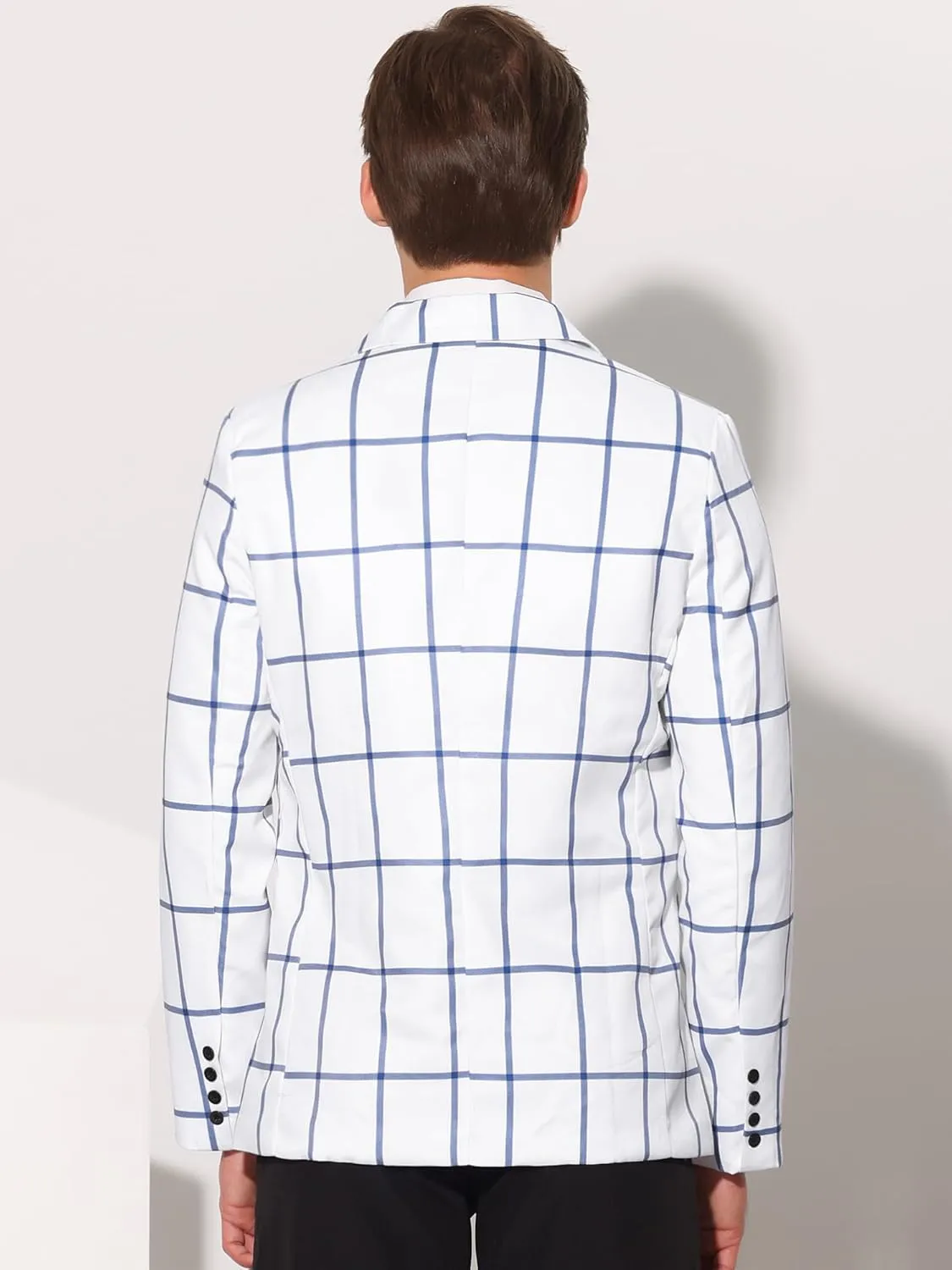 Lars Amadeus Plaid Blazers for Men's Contrasting Color Notch Lapel Two Button Sports Coat