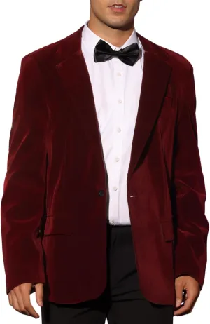 Lars Amadeus Velvet Sports Coats for Men's Notch Lapel One Button Single Breasted Formal Blazers