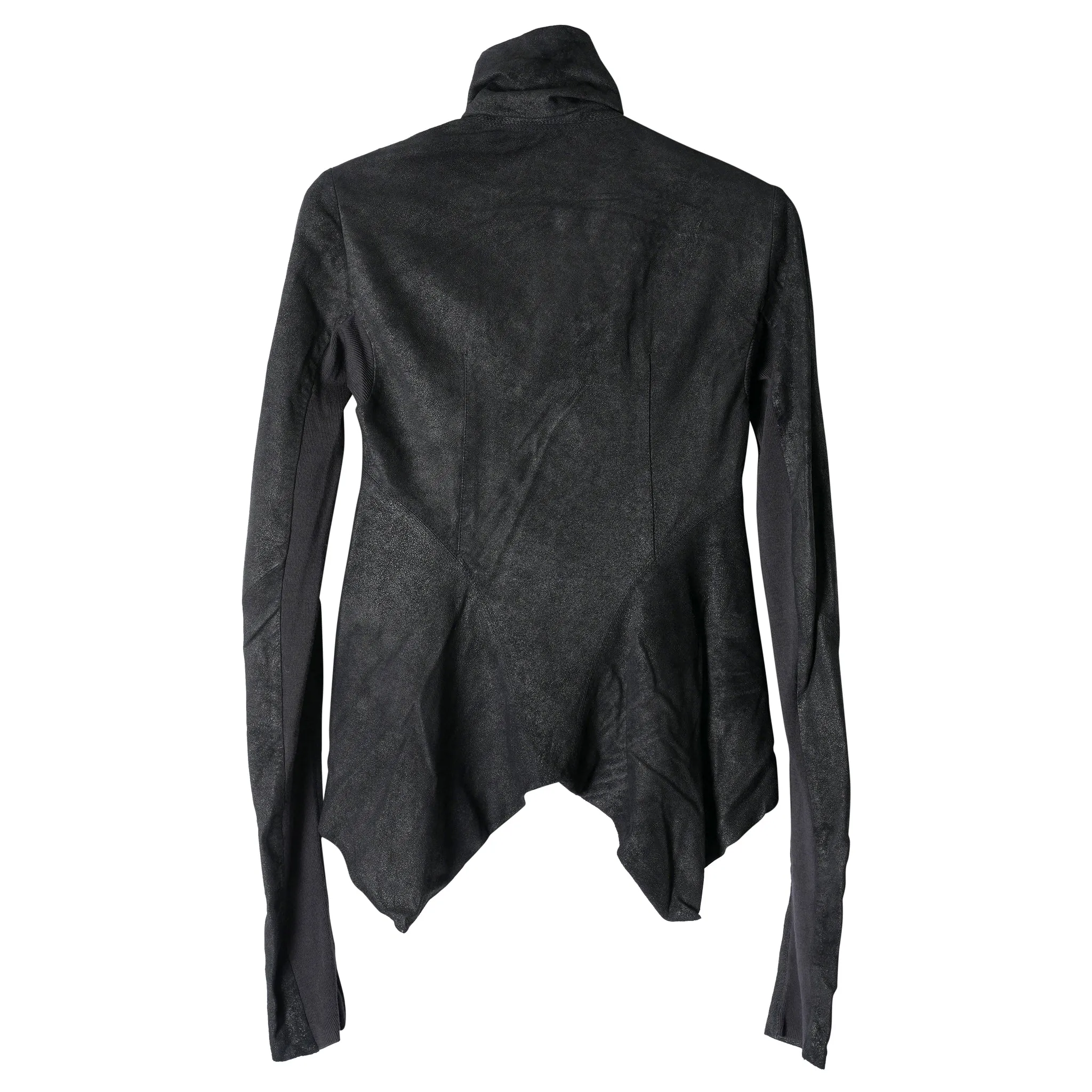 LEATHER HIGH NECK JACKET / BLACK