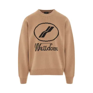 Logo Jacquard Sweater in Beige