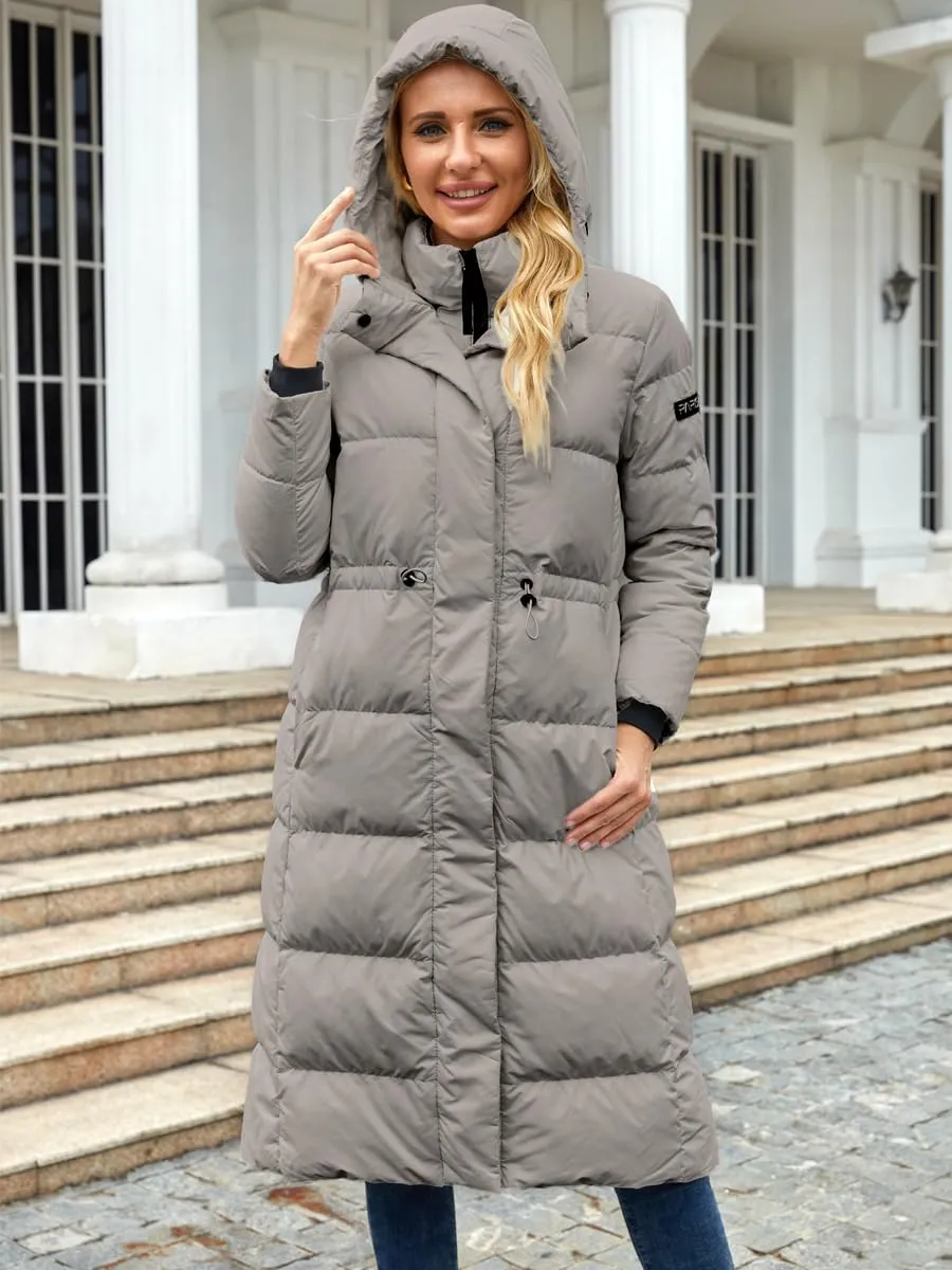 Long Winter Down Coats for Women with Hood Puffer Jacket Womens Lightweight Down Jacket with Pocket