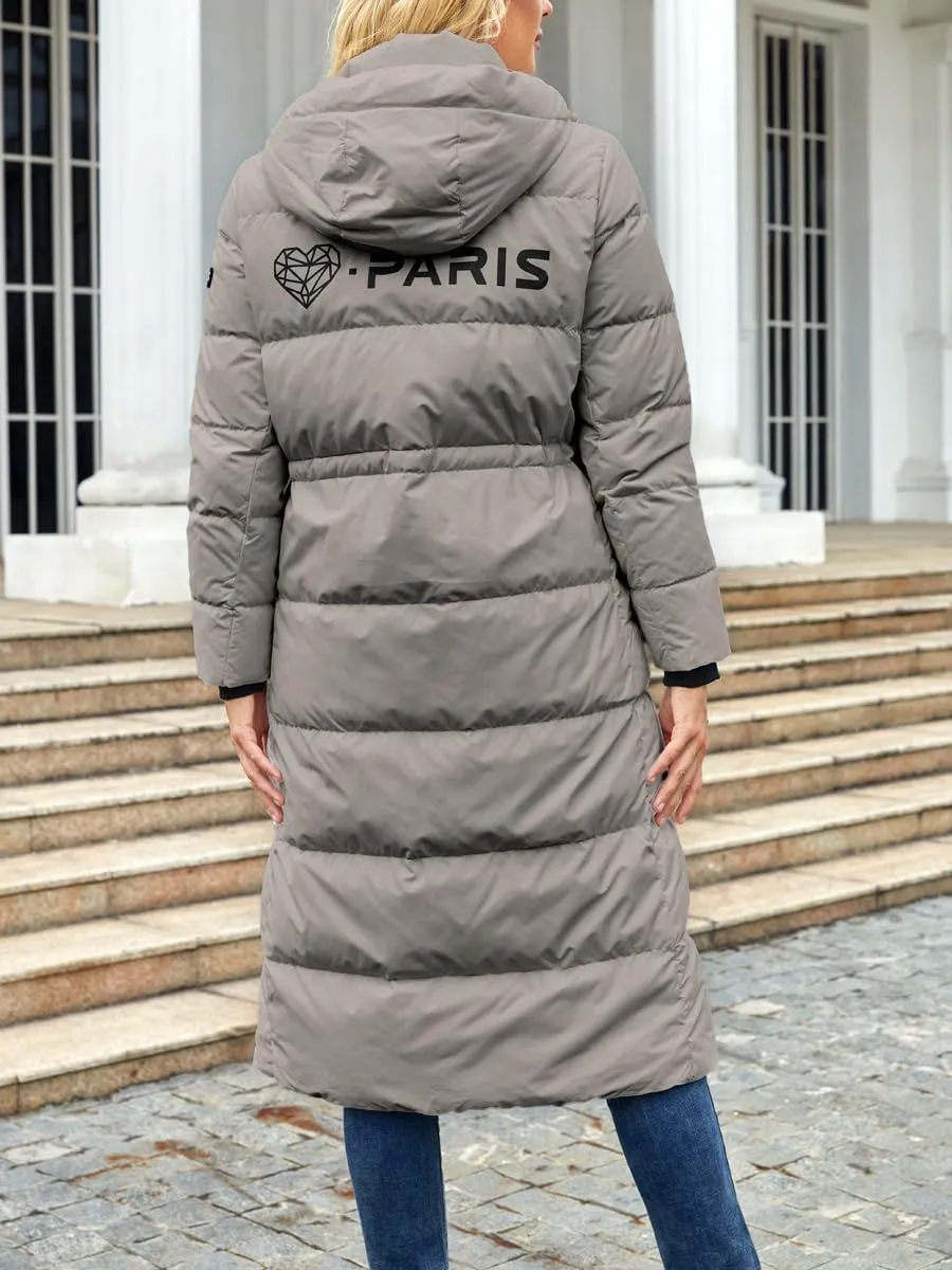 Long Winter Down Coats for Women with Hood Puffer Jacket Womens Lightweight Down Jacket with Pocket