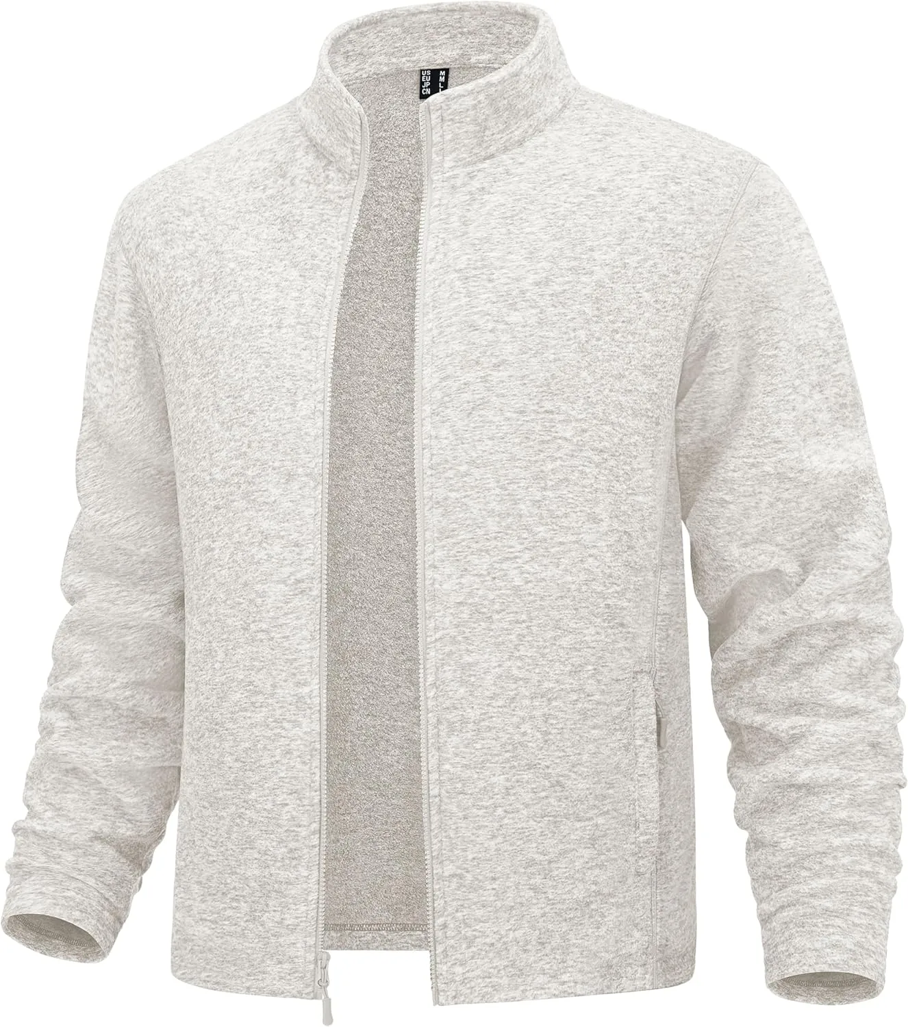 MAGCOMSEN Men's Fleece Full Zip Jacket Lightweight Stand Collar Jackets Soft Warm Windproof Casual Coats with Zipper Pockets