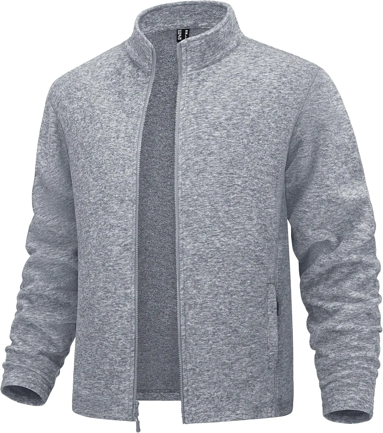 MAGCOMSEN Men's Fleece Full Zip Jacket Lightweight Stand Collar Jackets Soft Warm Windproof Casual Coats with Zipper Pockets