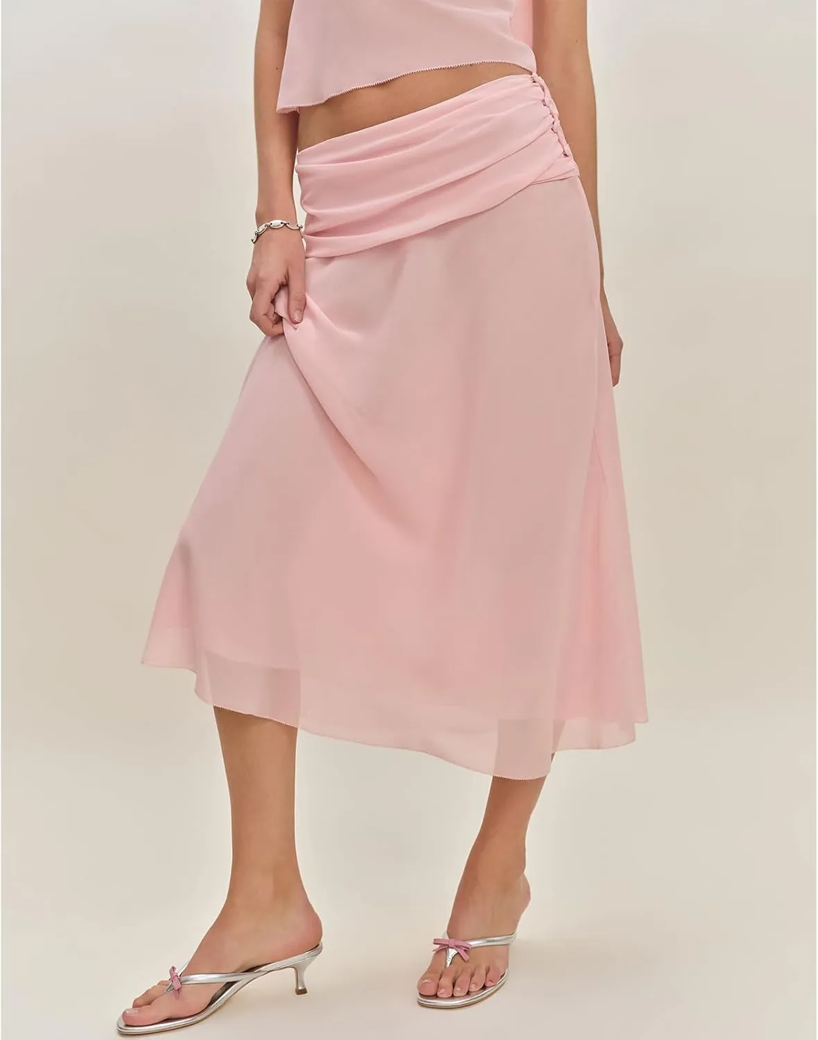 Meiweileya Womens Y2k Ruffle Tank Top Maxi Skirt 2 Piece Sets Silk Floral Crop Sleeveless Dress Going Out Cocktail Club