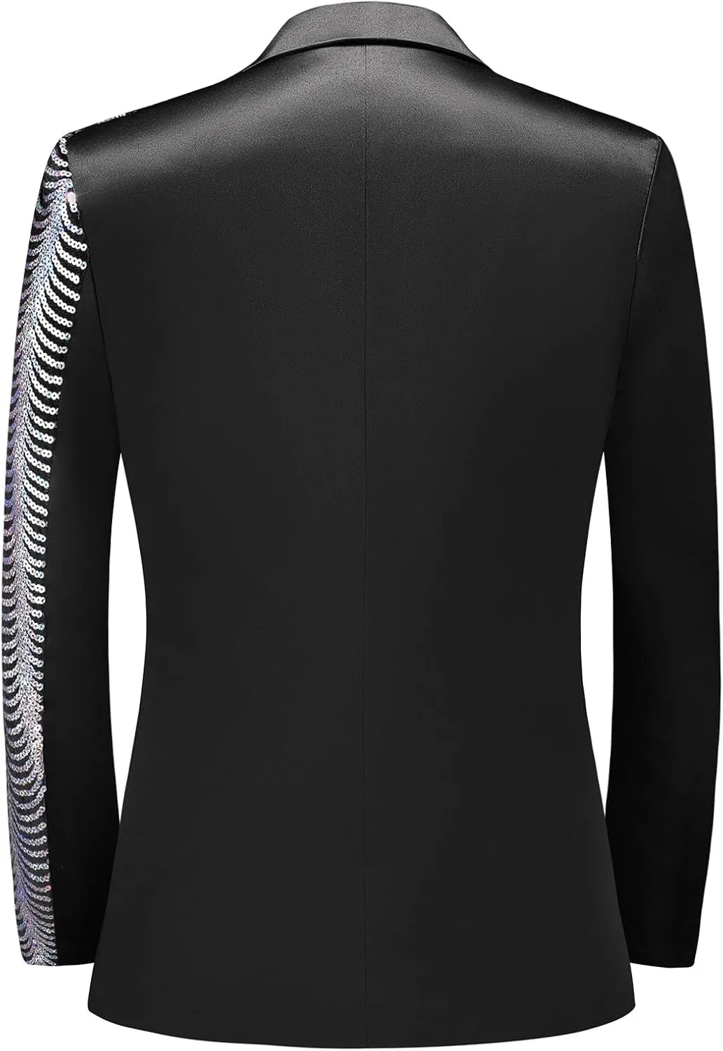 Men Black Sequin Shiny Prom Suit Jacket One Button Slim Fit Sport Coats and Blazers Tuxedo for Wedding Banquet