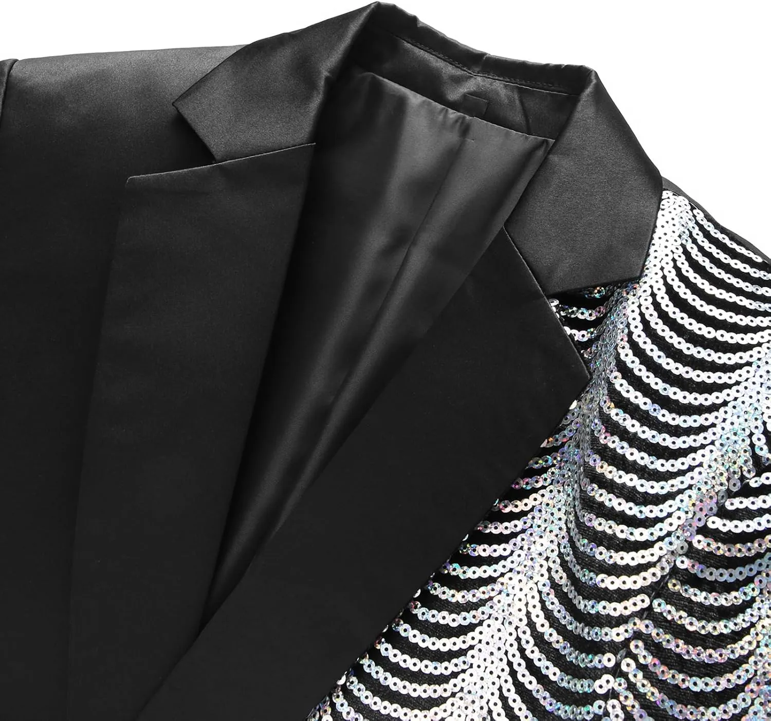 Men Black Sequin Shiny Prom Suit Jacket One Button Slim Fit Sport Coats and Blazers Tuxedo for Wedding Banquet