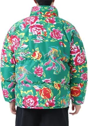 Men Women Flower Printed Jackets Male Cotton-Padded Thickened Coats Fashion Warm Jacket Coat