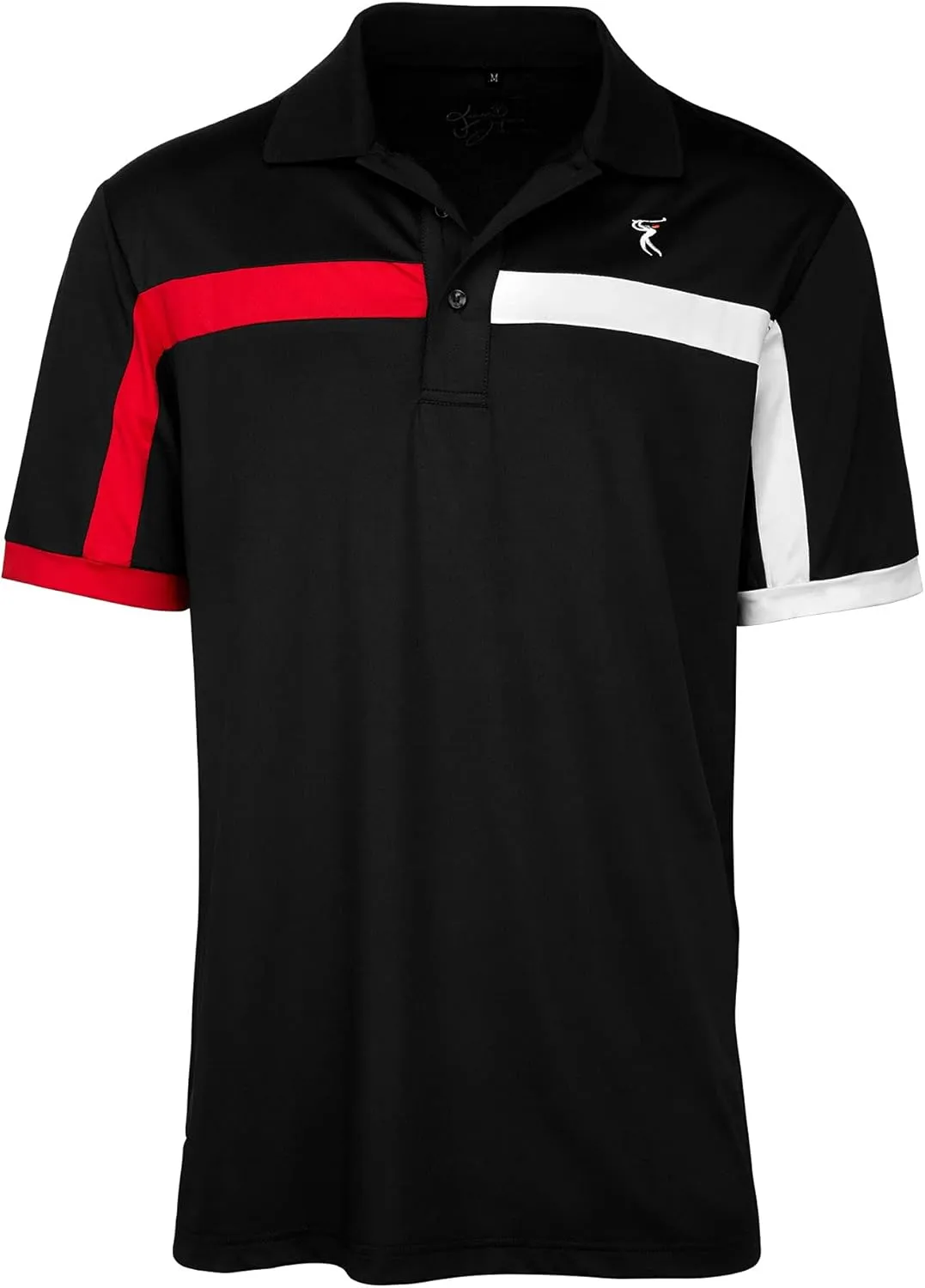 Men's Black Color Casual Fit Short Sleeve Quick-Dry Golf Polo T-Shirt with Free Golf Hat